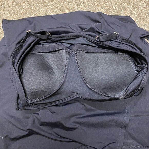 Lands End One Piece Swimsuit Dress Sz 12 Black No Underwire Padded Side Knot - Picture 9 of 16